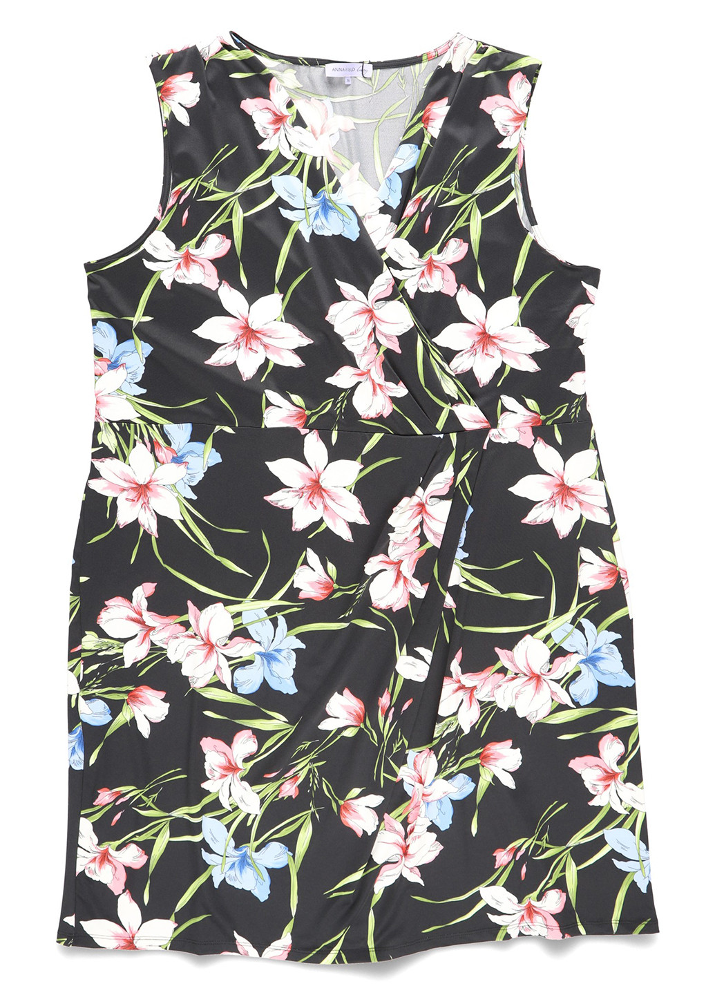 Черное кэжуал платье на запах Anna Field с цветочным принтом