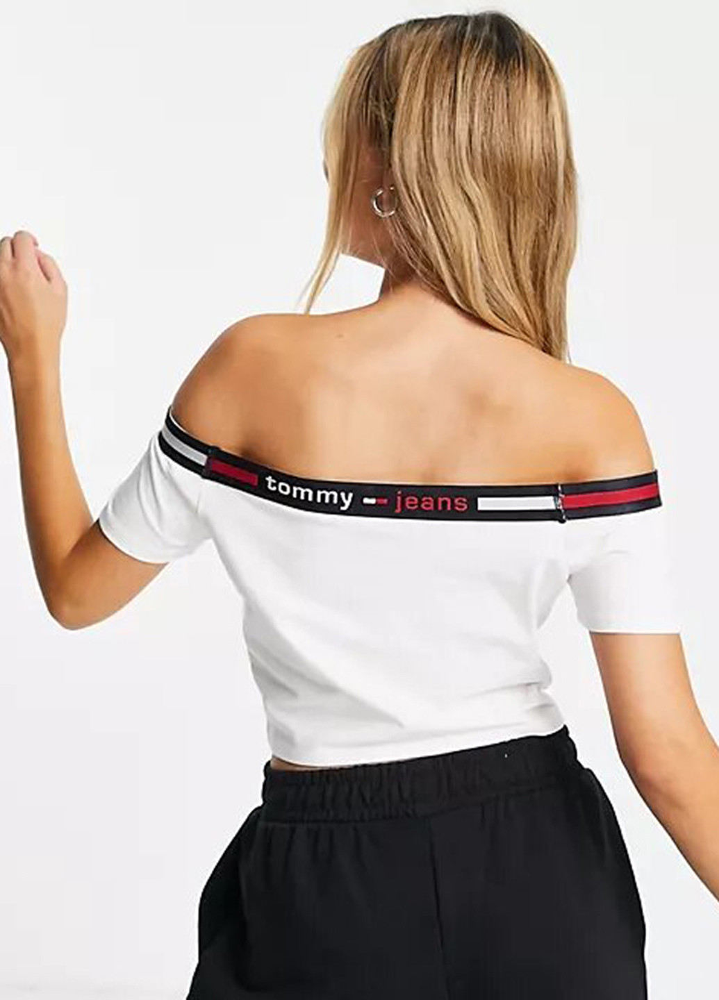 Топ Tommy Hilfiger логотипи білі кежуали трикотаж, бавовна