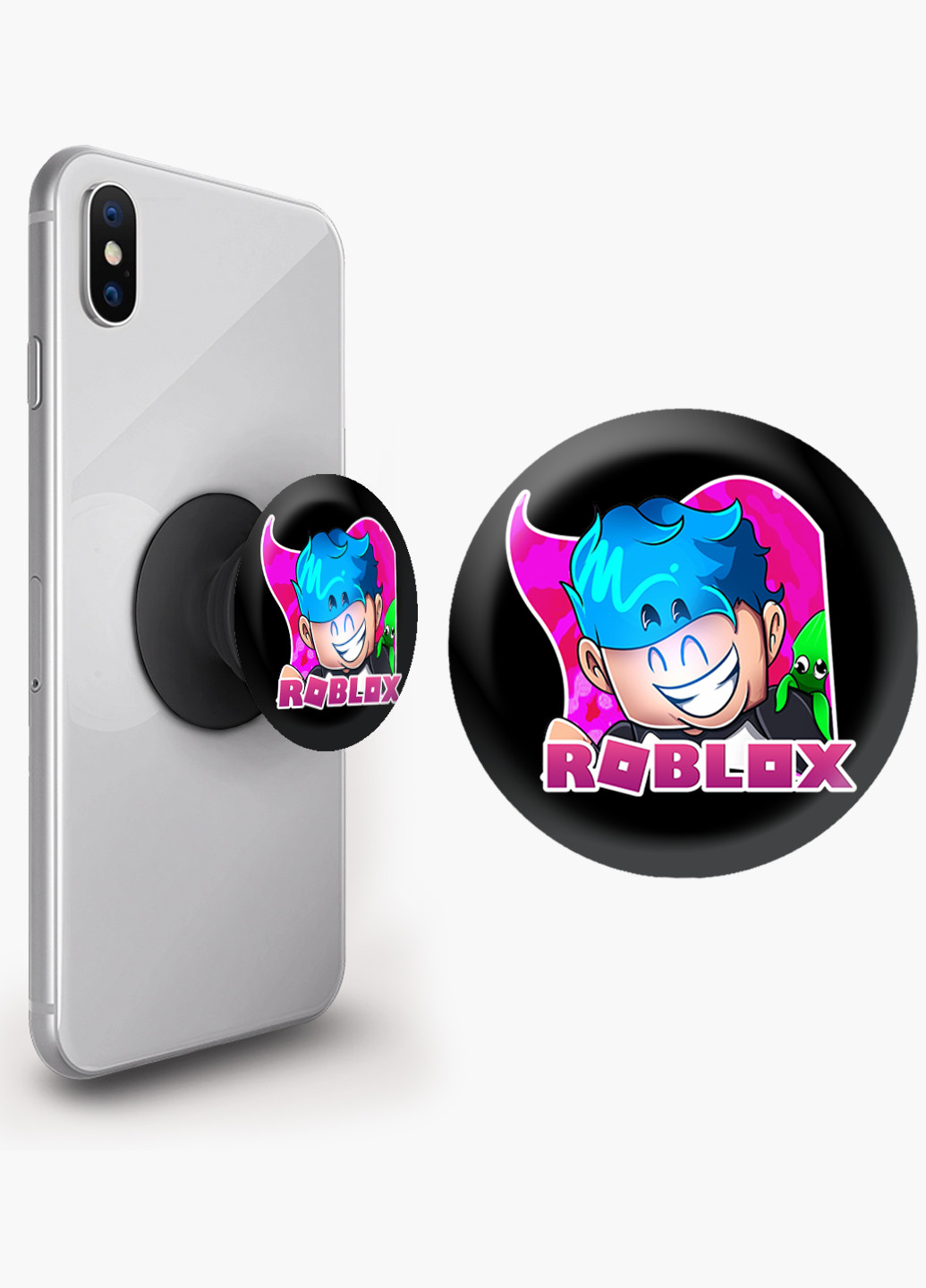 Попсокет (Popsockets) тримач для смартфону Роблокс (Roblox) (8754-1223) Чорний MobiPrint (216748437)