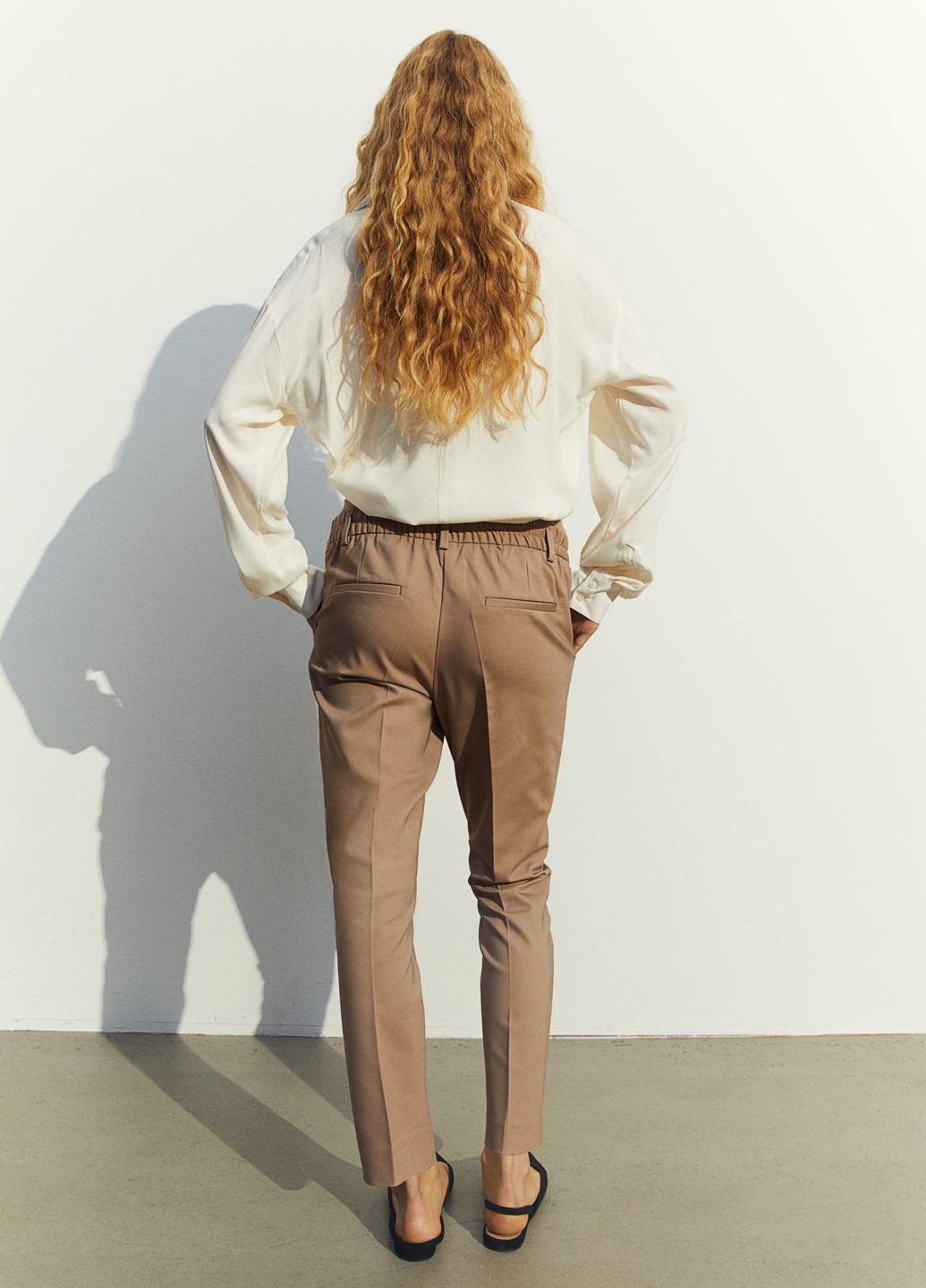 Бежевые кэжуал демисезонные каррот брюки H&M