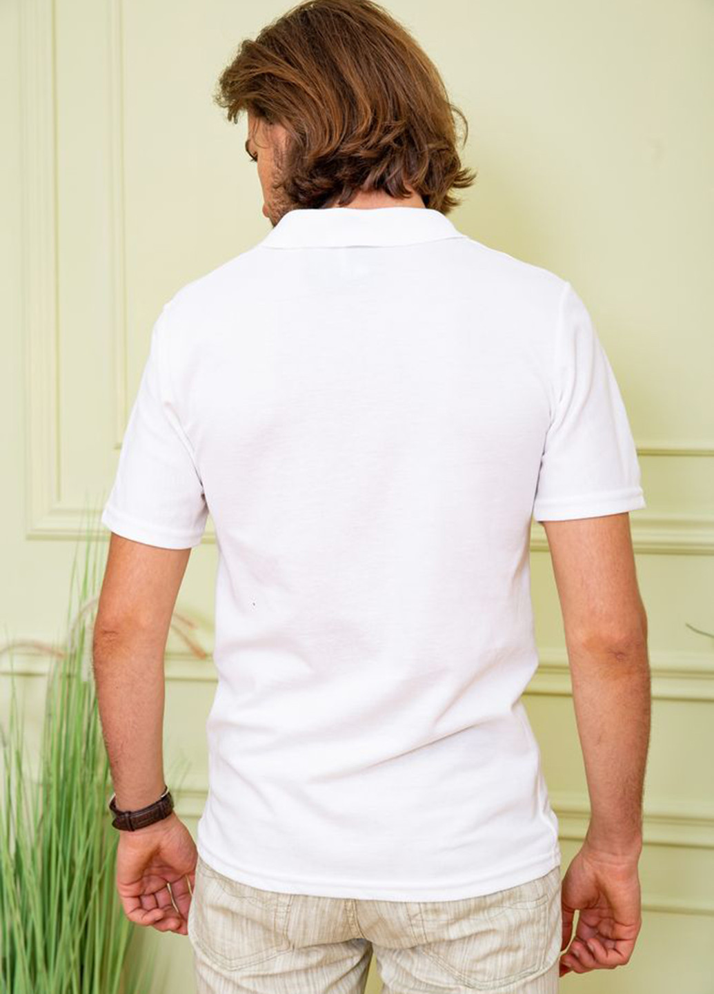 Молочная футболка-поло для мужчин Ager однотонная