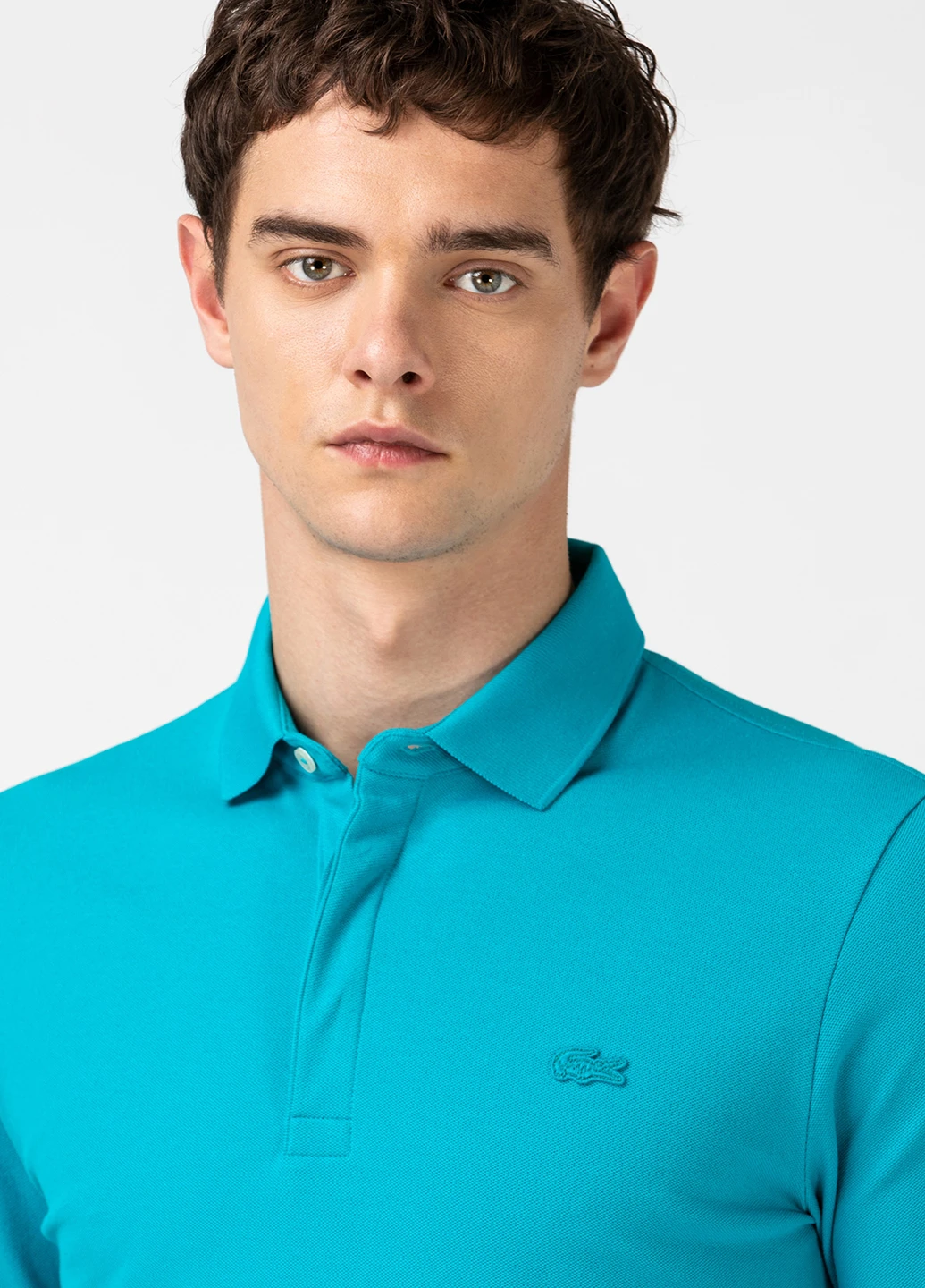 Светло-бирюзовая футболка-поло для мужчин Lacoste с логотипом