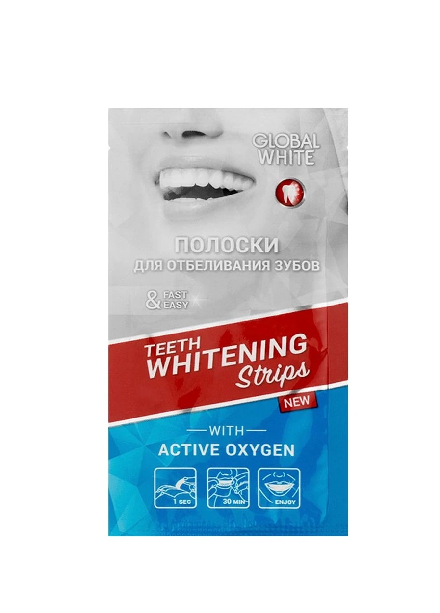 Відбілюючі смужки для зубів White Активний кисень Teeth whitening strips Active oxygen 2 шт Global (248202804)