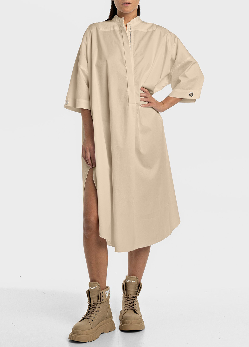 Бежева кежуал сукня сукня-сорочка Replay однотонна