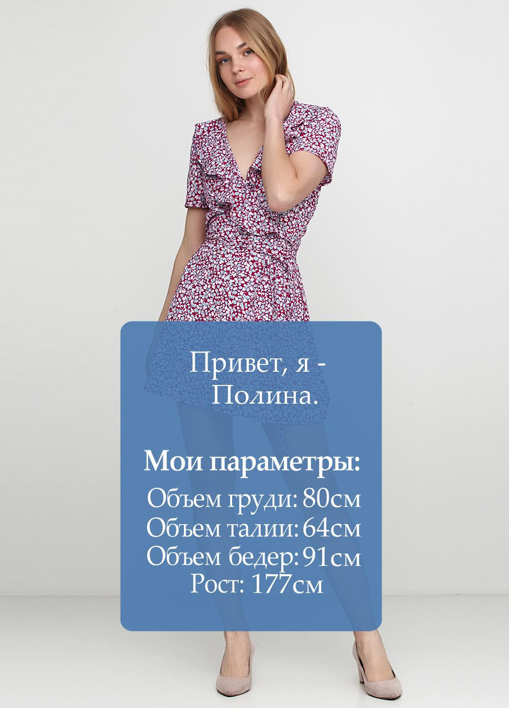 Бордовое кэжуал платье Zhmurchenko Brand с цветочным принтом