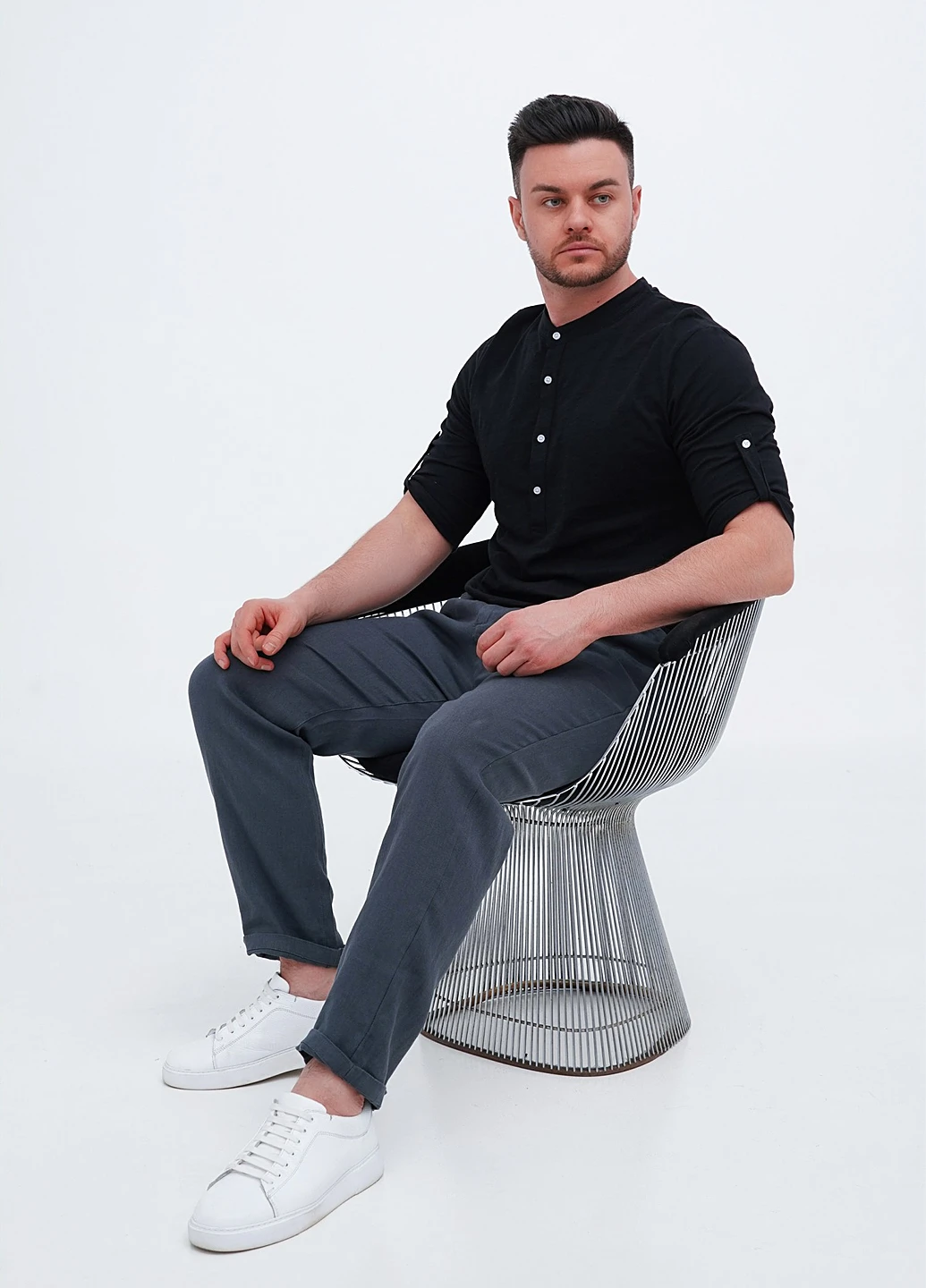 Лонгслів Trend Collection однотонний чорний кежуали бавовна, трикотаж