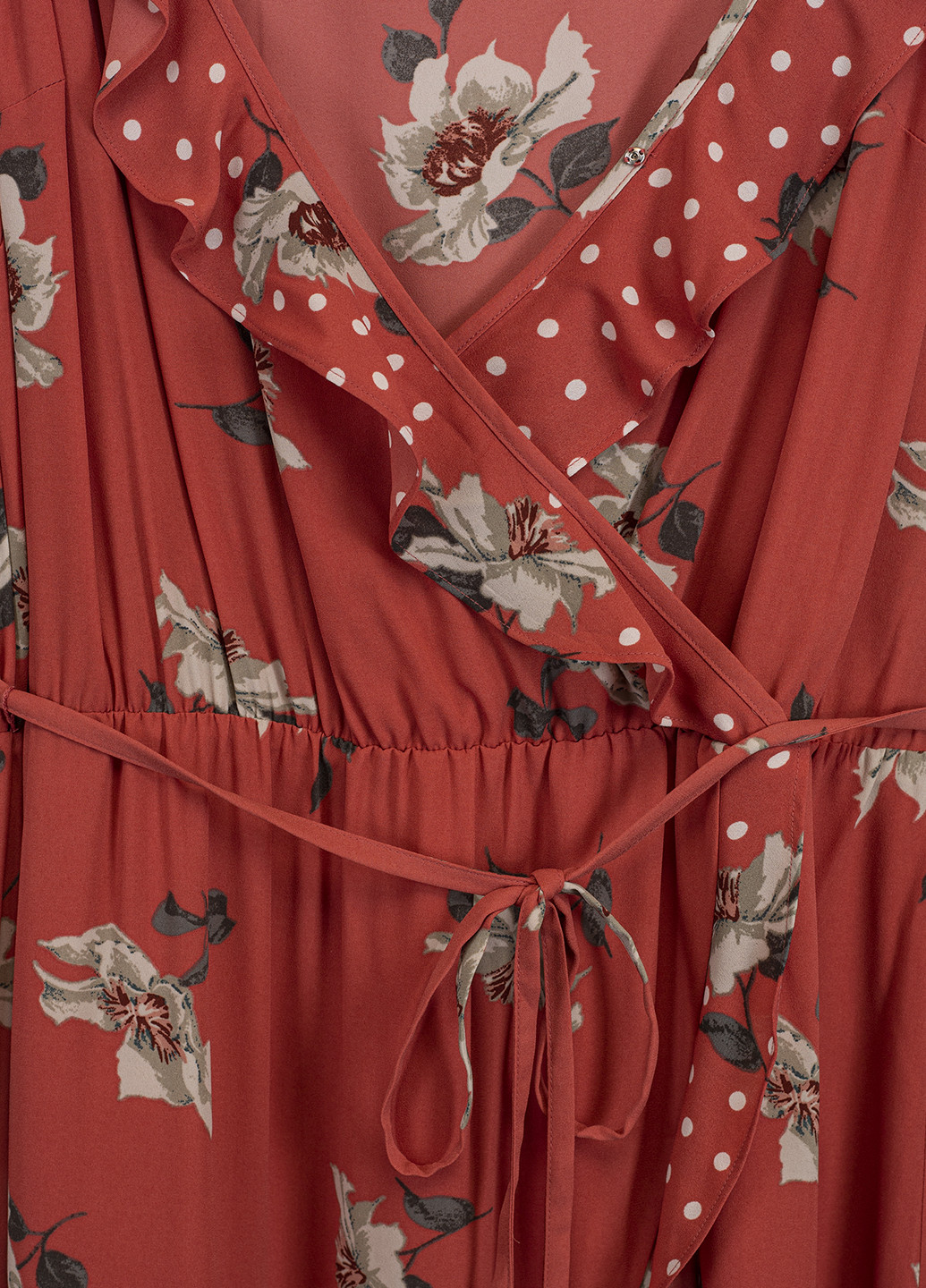 Красное кэжуал платье на запах Oasis с цветочным принтом