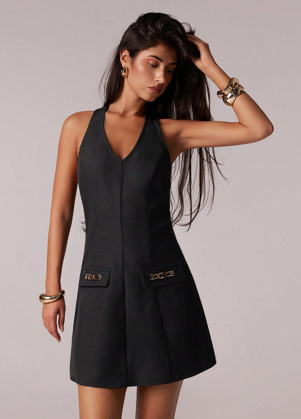 Чорна святковий, вечірня, кежуал сукня а-силует SHEIN однотонна