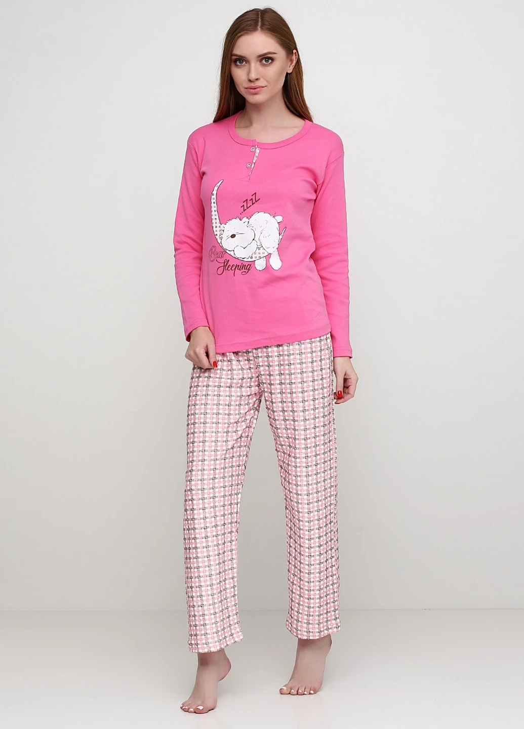 Рожева зимня комплект щільний трикотаж (світшот, штани) Good Night Pajama