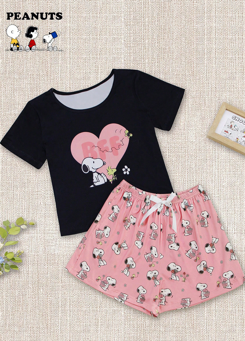 Комбінована всесезон піжама (футболка, шорти) футболка + шорти SHEIN