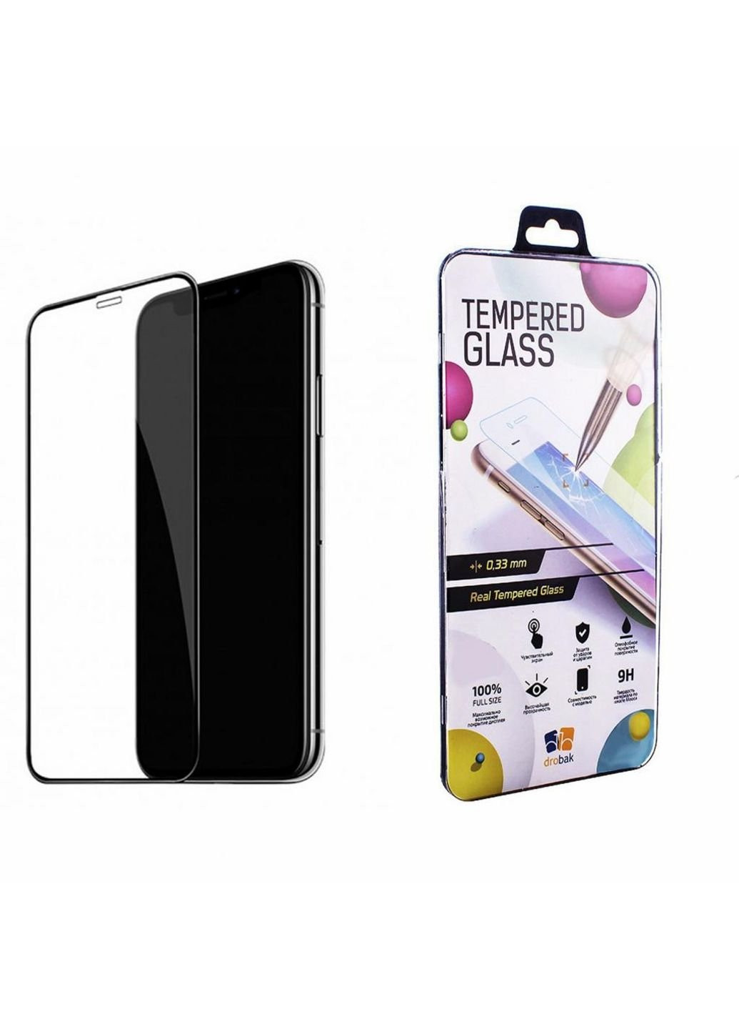 Скло захисне Apple iPhone Xr (Black) (121 258) Drobak (249598844)