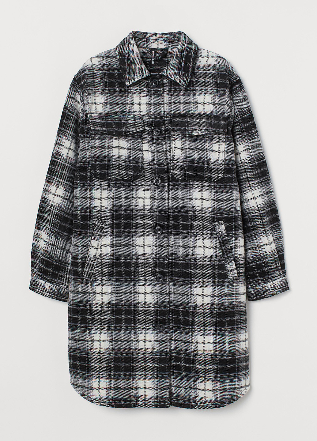Куртка-сорочка H&M клітинка чорно-біла кежуал
