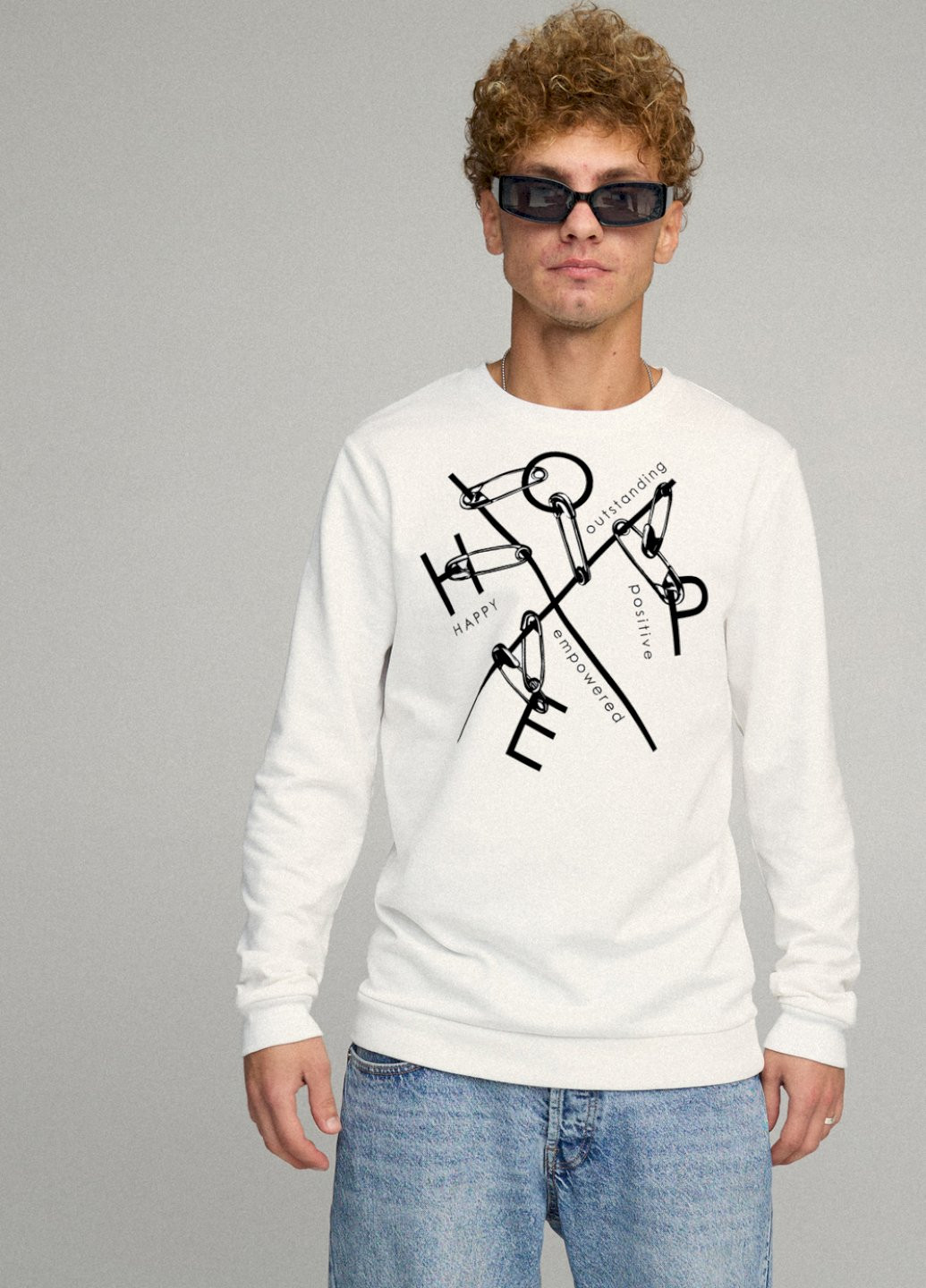 Белый свитшот мужской basic /no flis/ YAPPI рисунок (251791332)