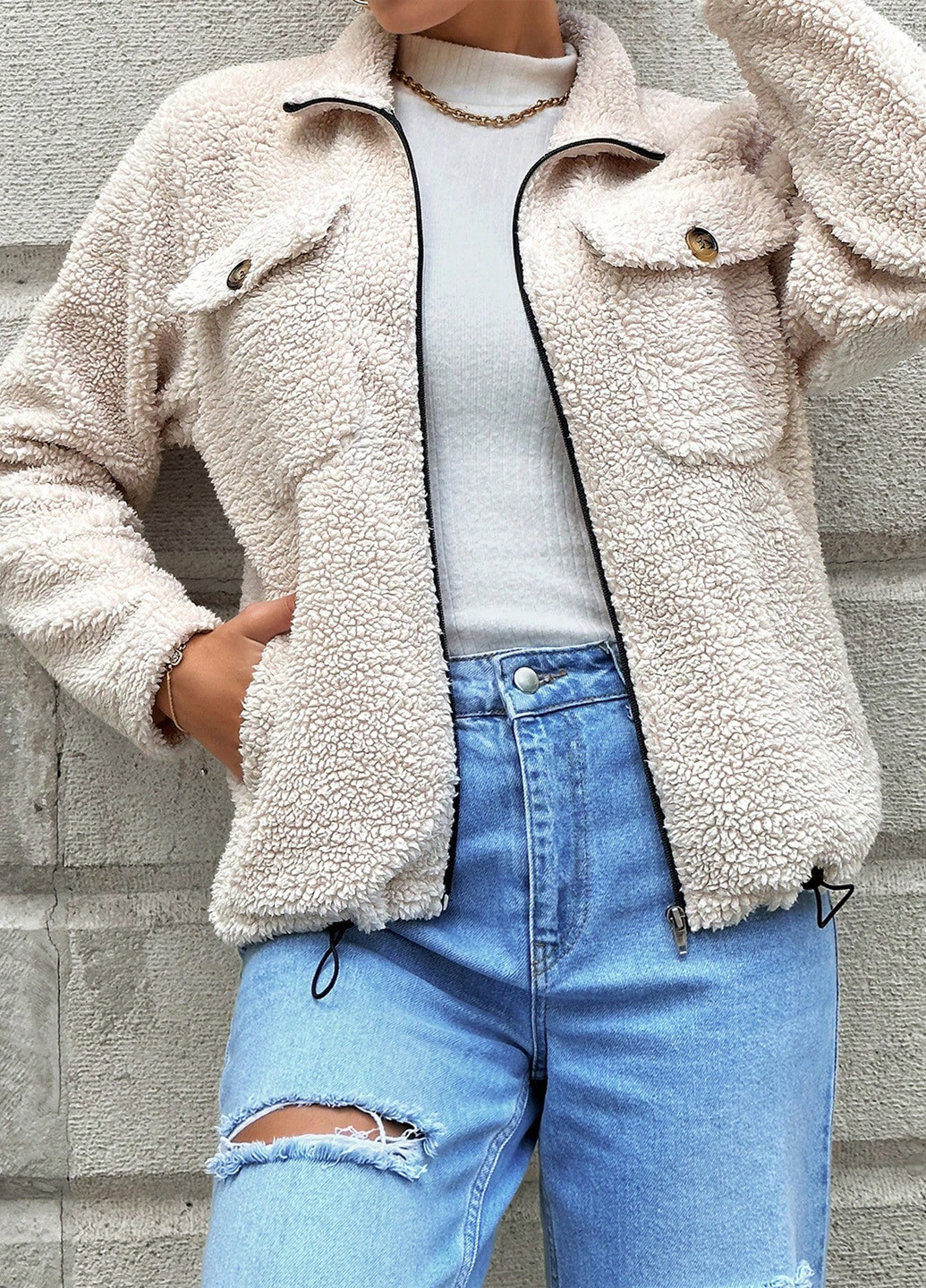 Светло-бежевая демисезонная куртка SHEIN