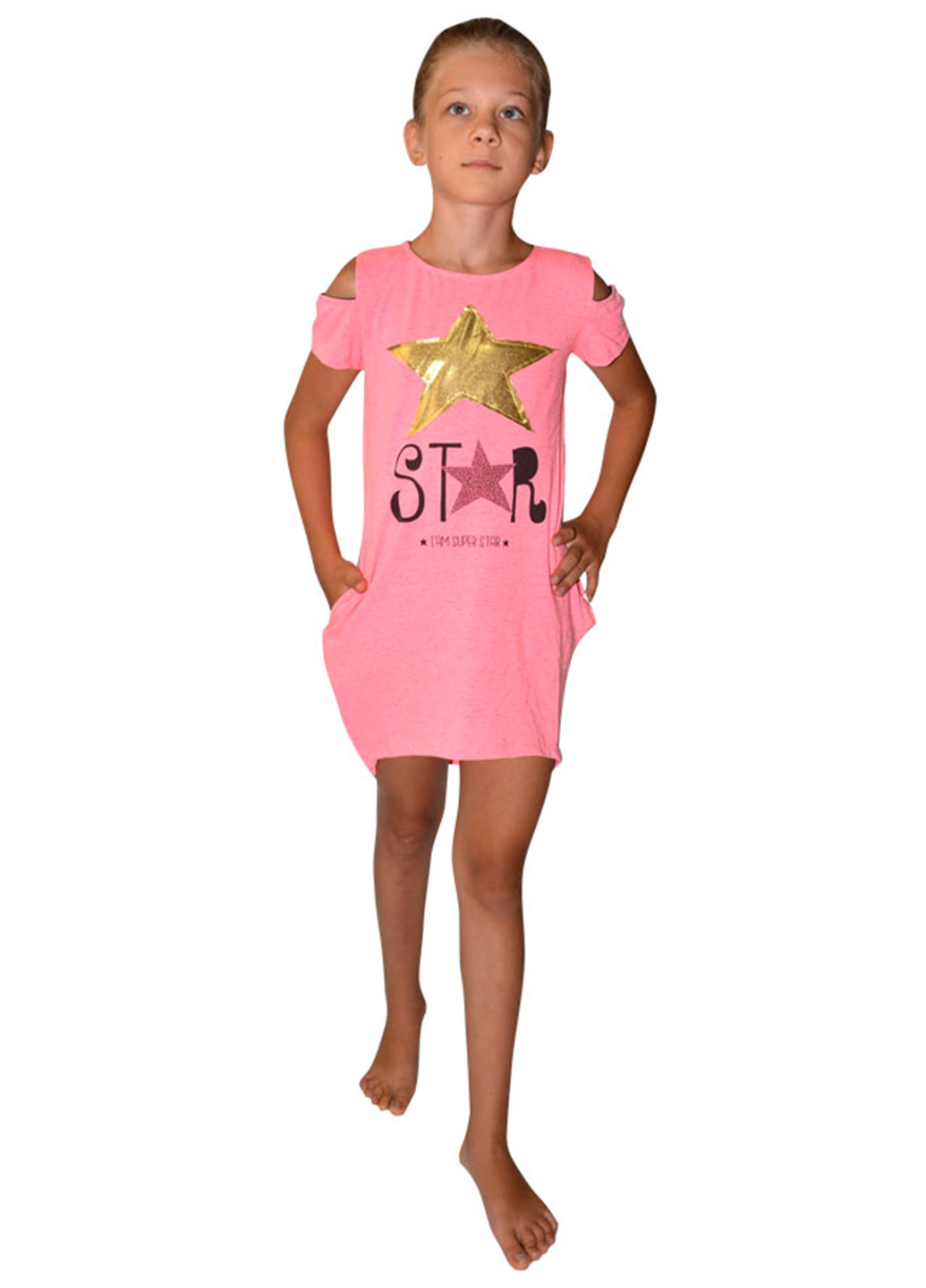 Рожева домашній сукня Blanka з малюнком