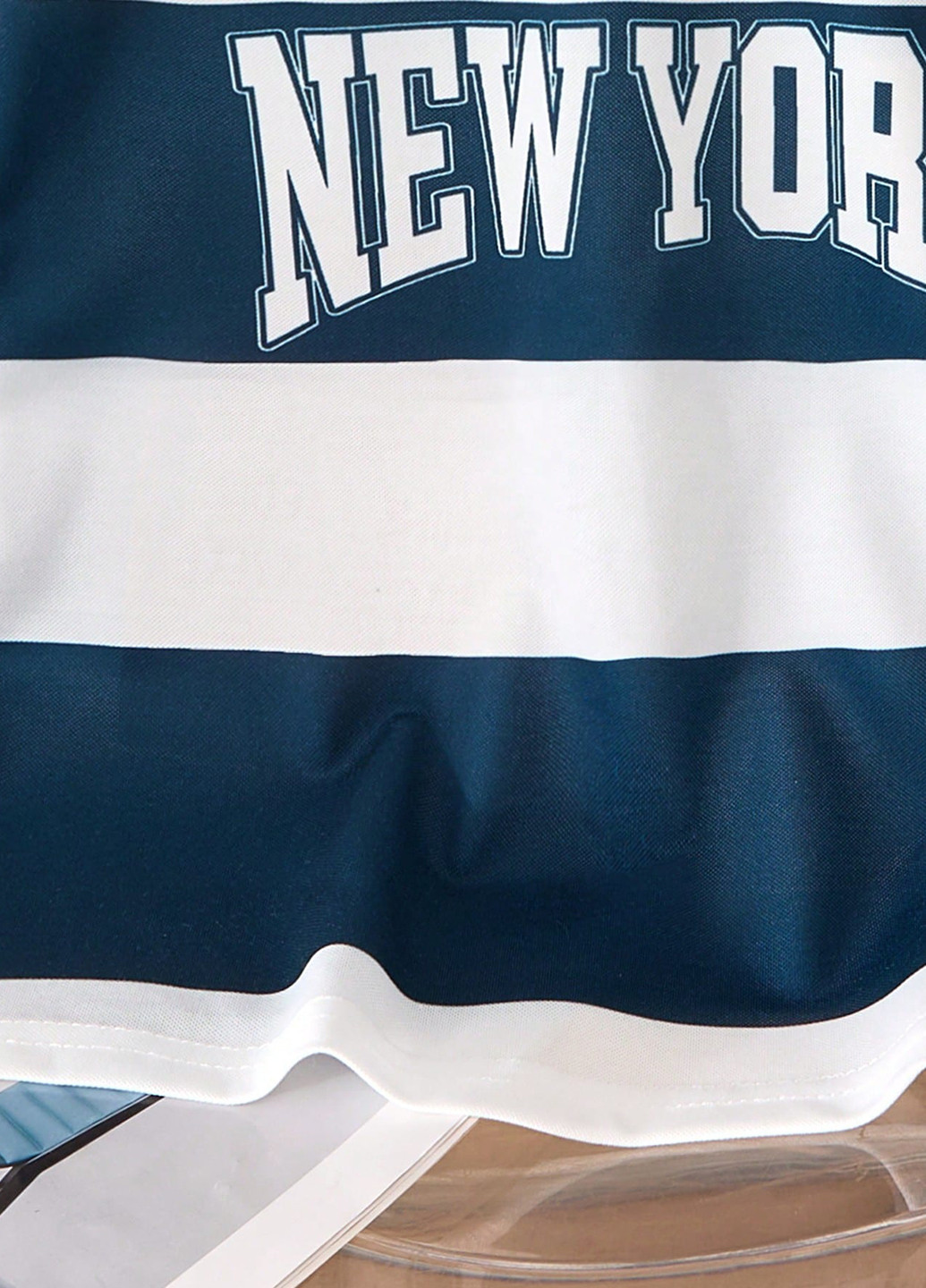 Темно-синяя детская футболка-поло для мальчика SHEIN с надписью