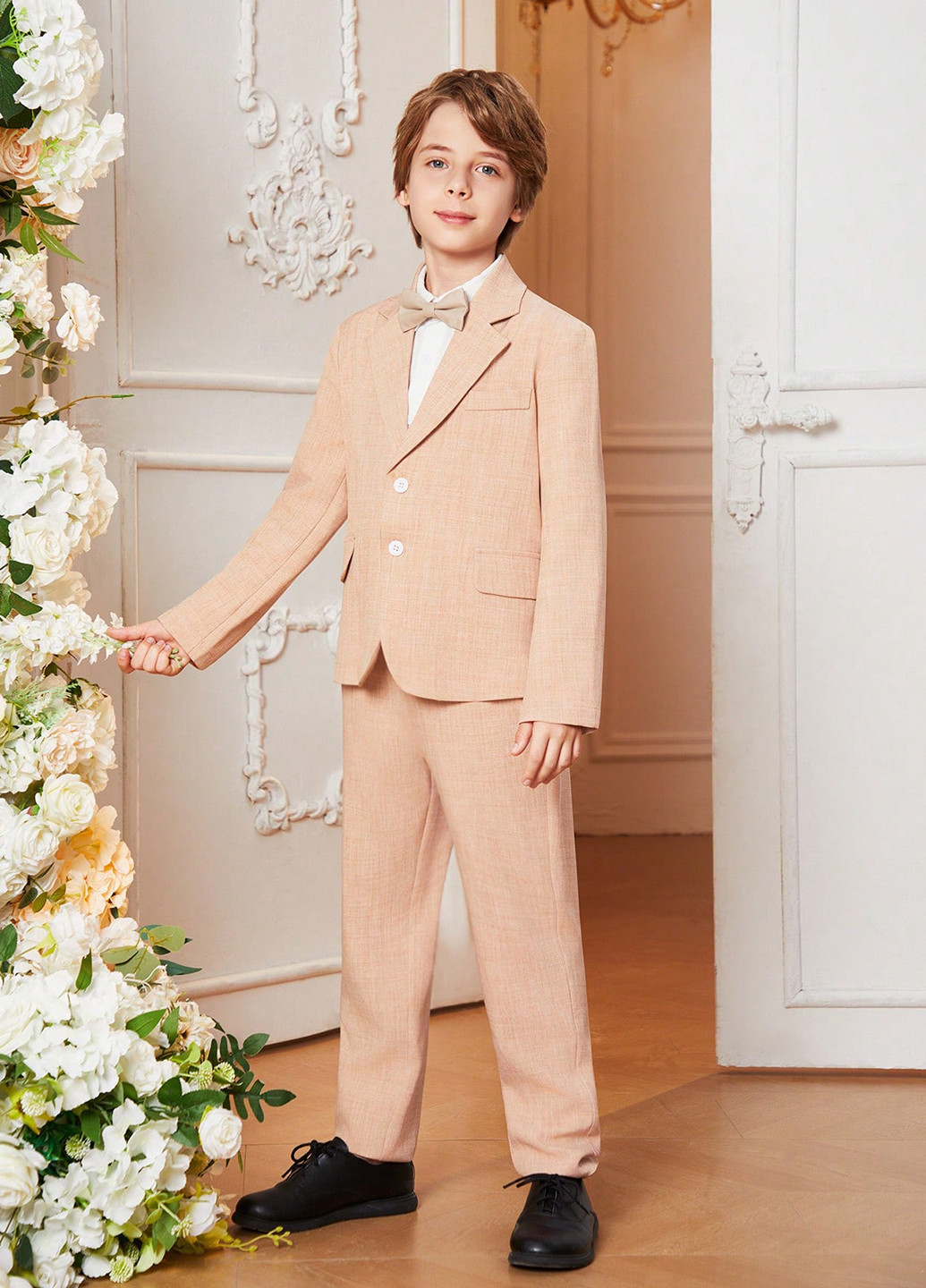 Песочный демисезонный костюм (пиджак, брюки) брючный SHEIN