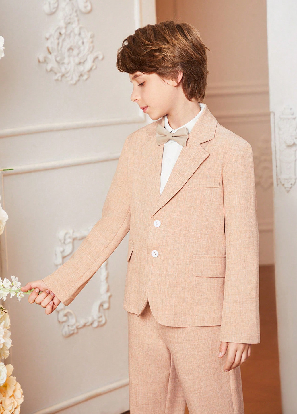 Песочный демисезонный костюм (пиджак, брюки) брючный SHEIN