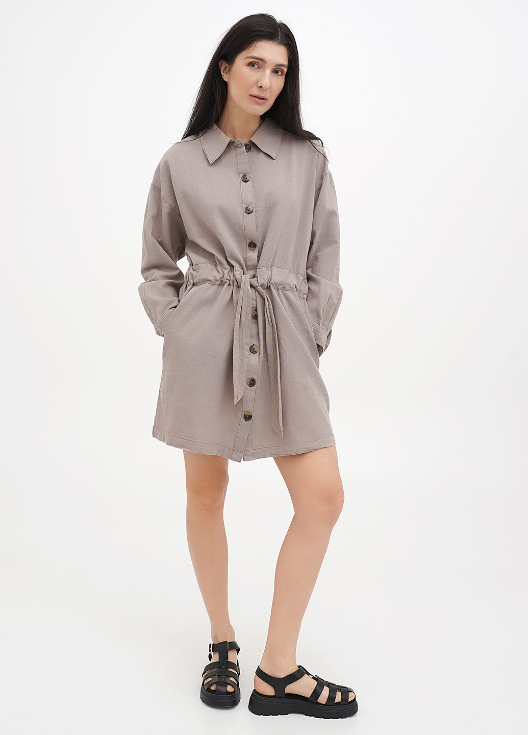 Кавова кежуал сукня сукня-сорочка Mustang однотонна
