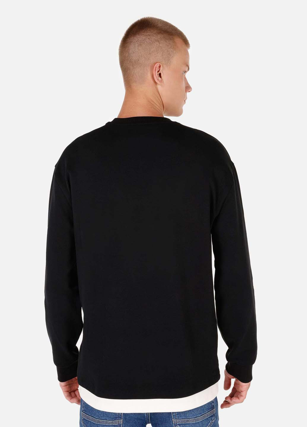 Лонгслів Colin's однотонний чорний кежуали поліестер, бавовна