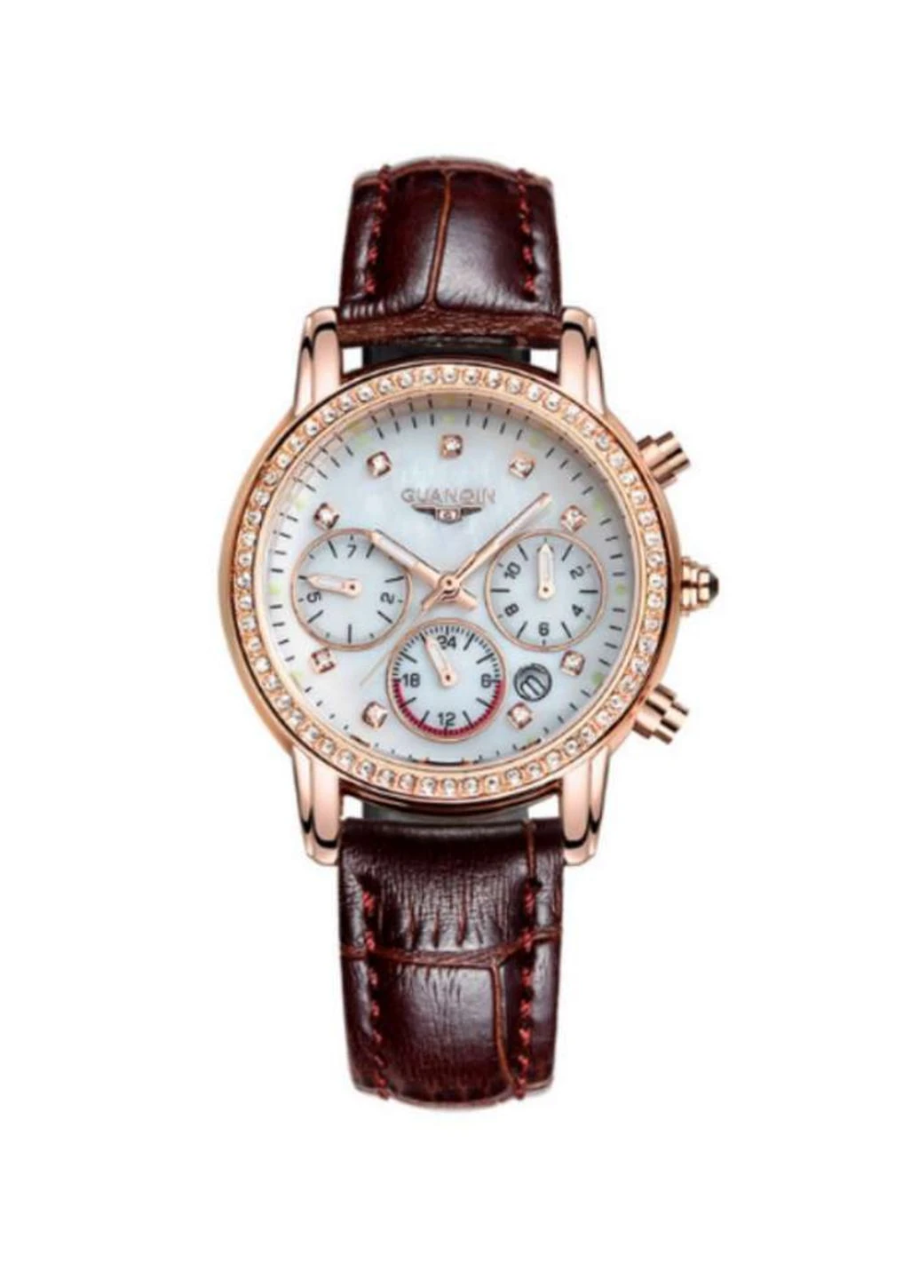 Жіночі годинник Gold-White-Brown GQ15001 CL Guanqin (233603350)
