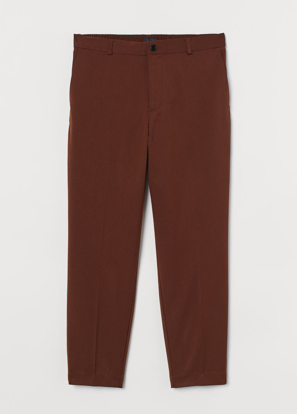 Темно-коричневые кэжуал демисезонные укороченные, зауженные брюки H&M
