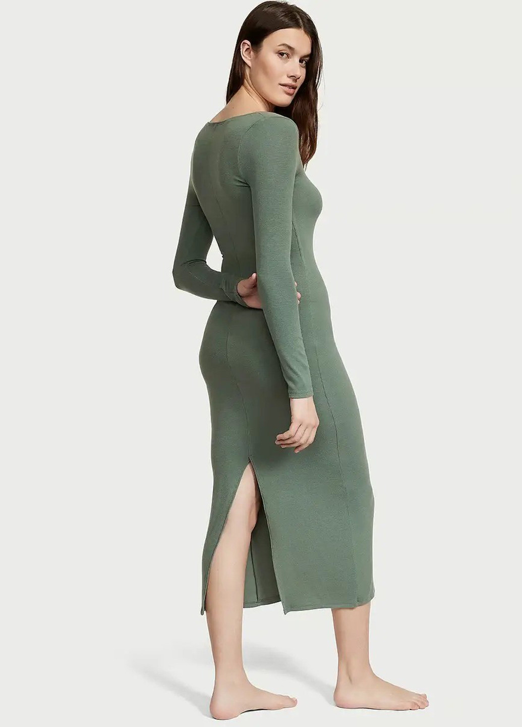 Зелена домашній сукня силуетна Victoria's Secret однотонна