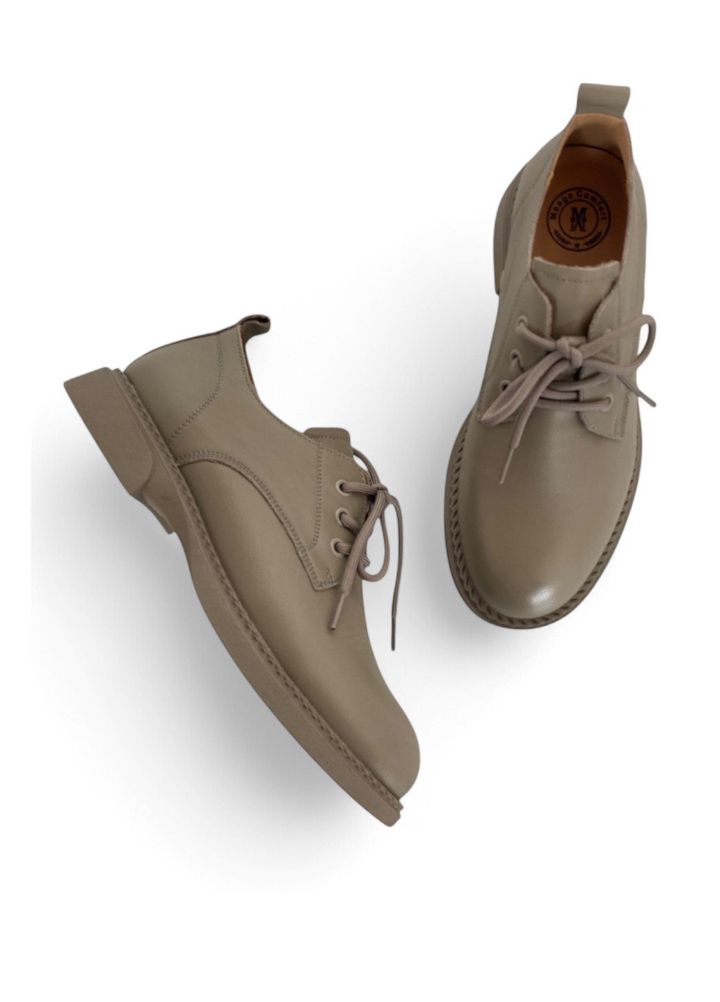 Meego Туфлі дербі сіро-бежевий з натуральна шкіра, румунія — демісезон (322090509)