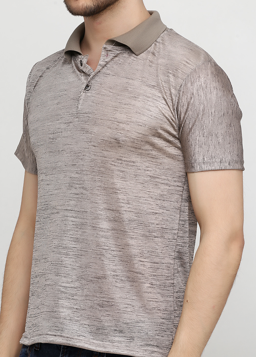 Бежевая футболка-поло для мужчин Chiarotex меланжевая