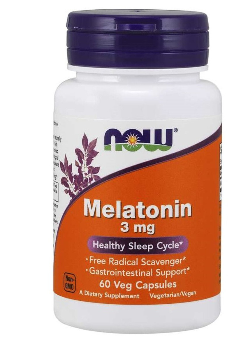 Мелатонін 3 мг,, 60 капсул Now Foods (228292455)