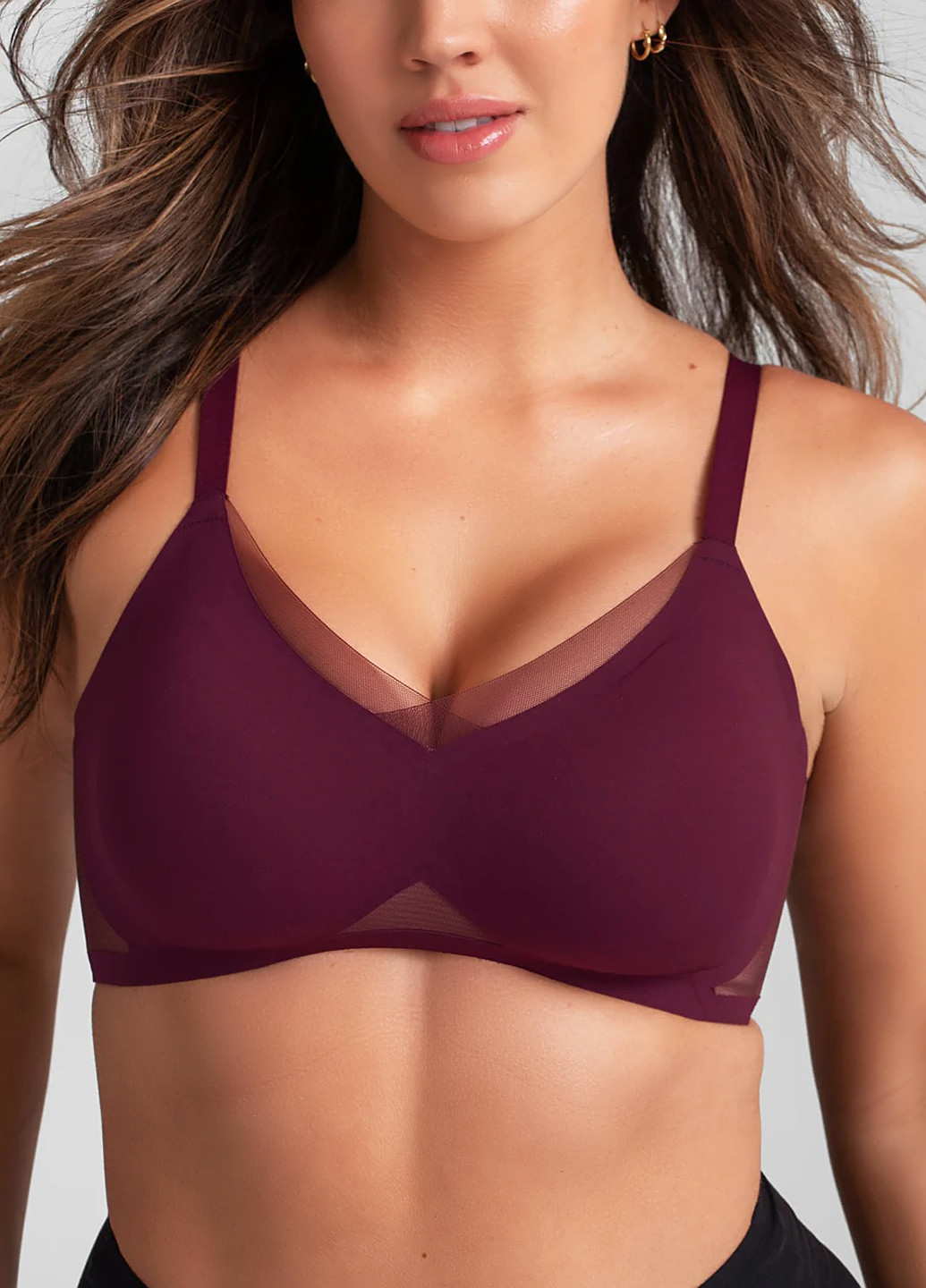 Бордовый бесшовный бюстгальтер Honeylove без косточек нейлон