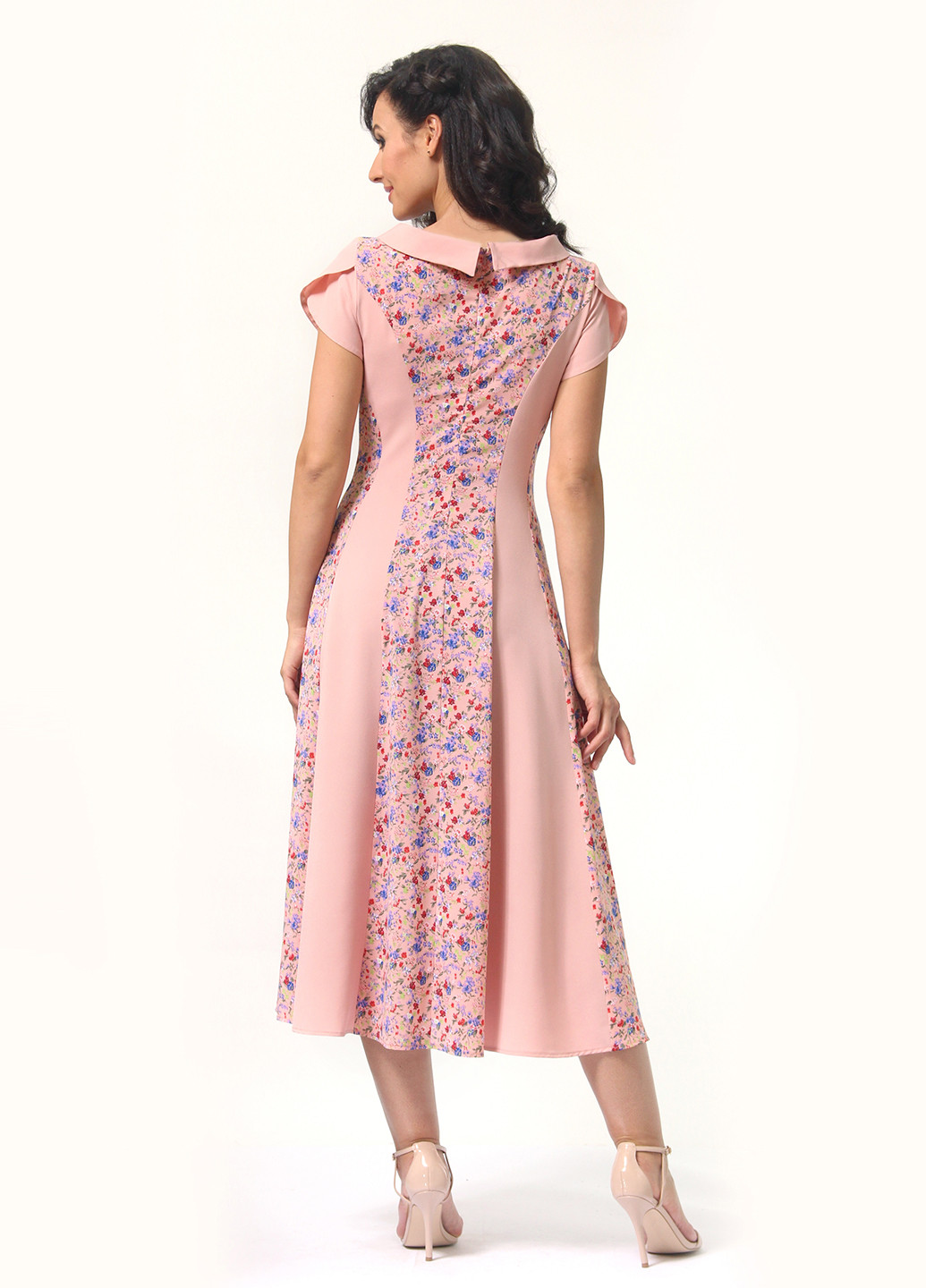Світло-рожева кежуал сукня, сукня кльош Alika Kruss з квітковим принтом