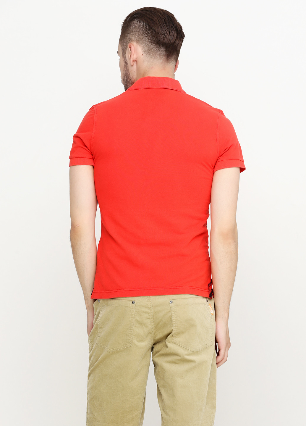 Красная футболка-поло для мужчин Stone Washed