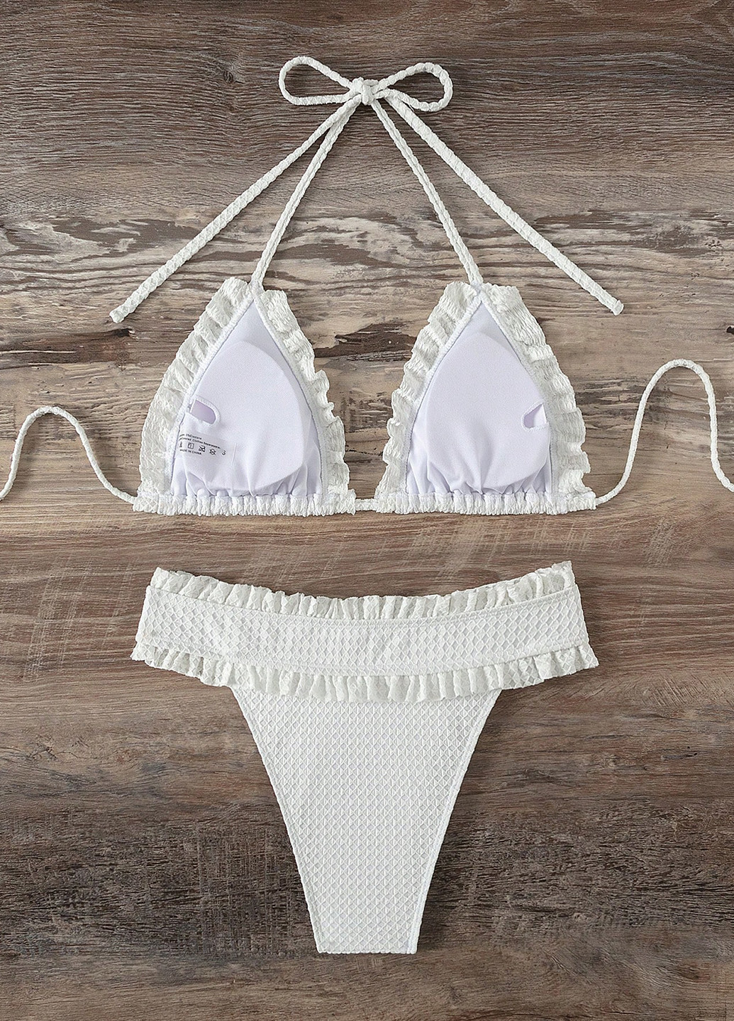 Білий літній купальник (ліф, трусики) бікіні, роздільний SHEIN