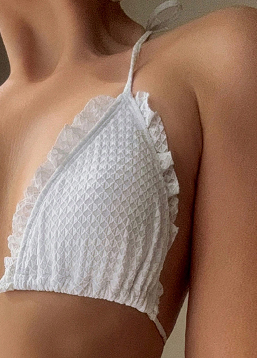 Білий літній купальник (ліф, трусики) бікіні, роздільний SHEIN