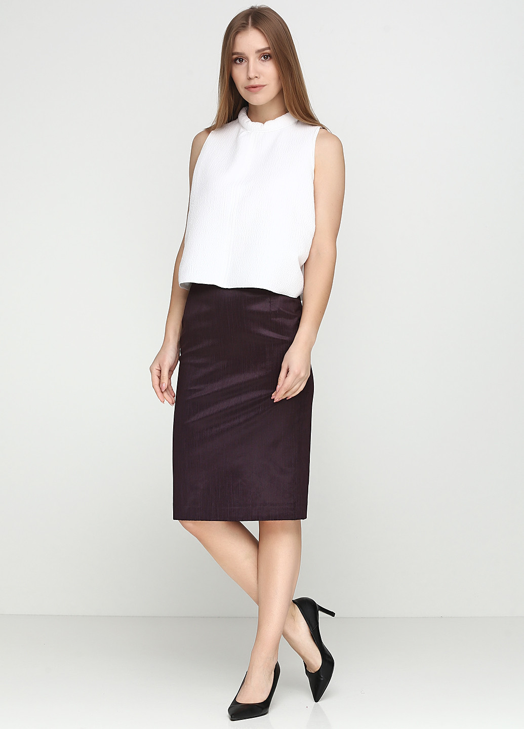 Темно-фиолетовая офисная однотонная юбка Stefanie L мини