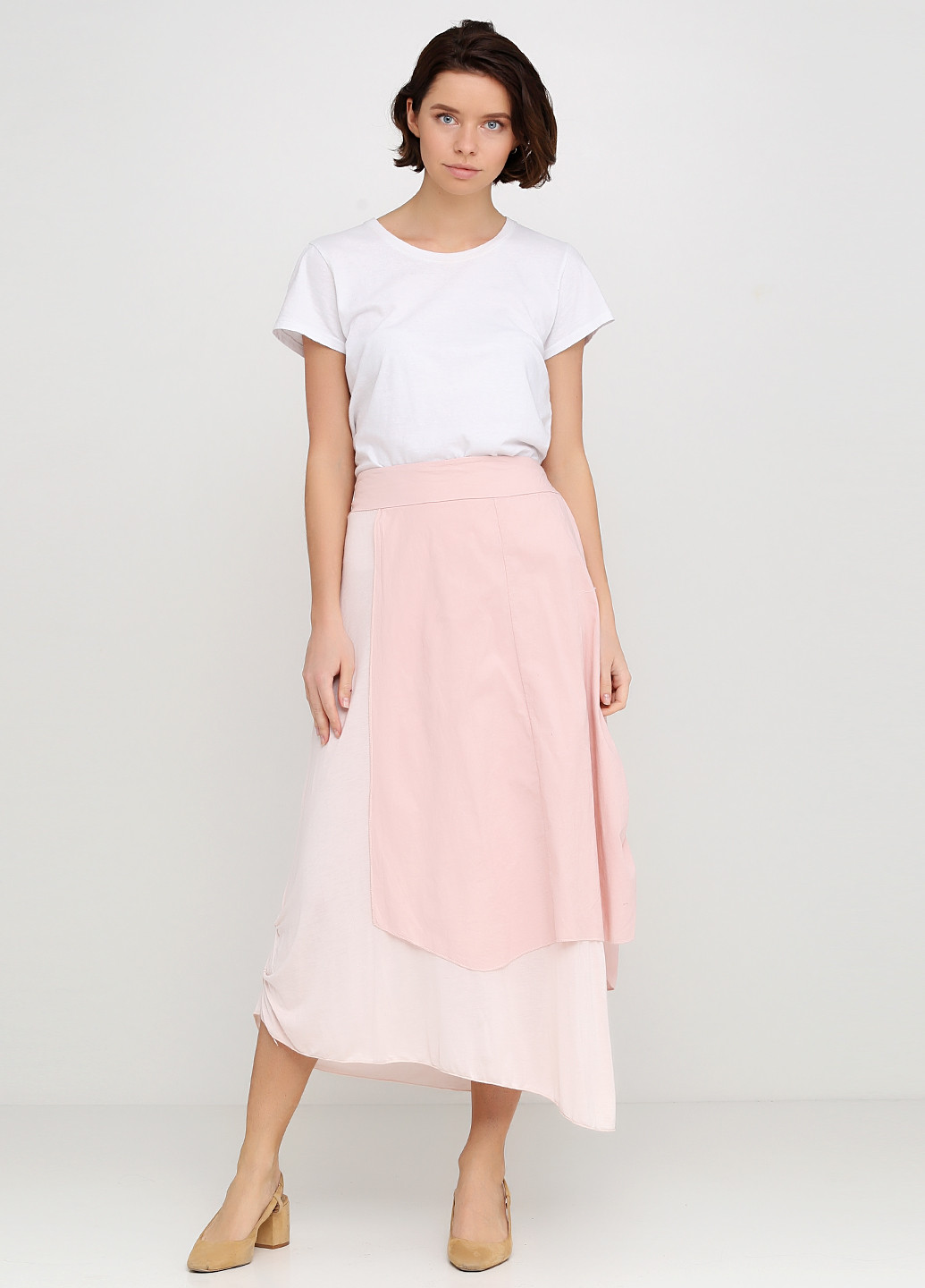 Светло-розовая кэжуал однотонная юбка Moda Bella
