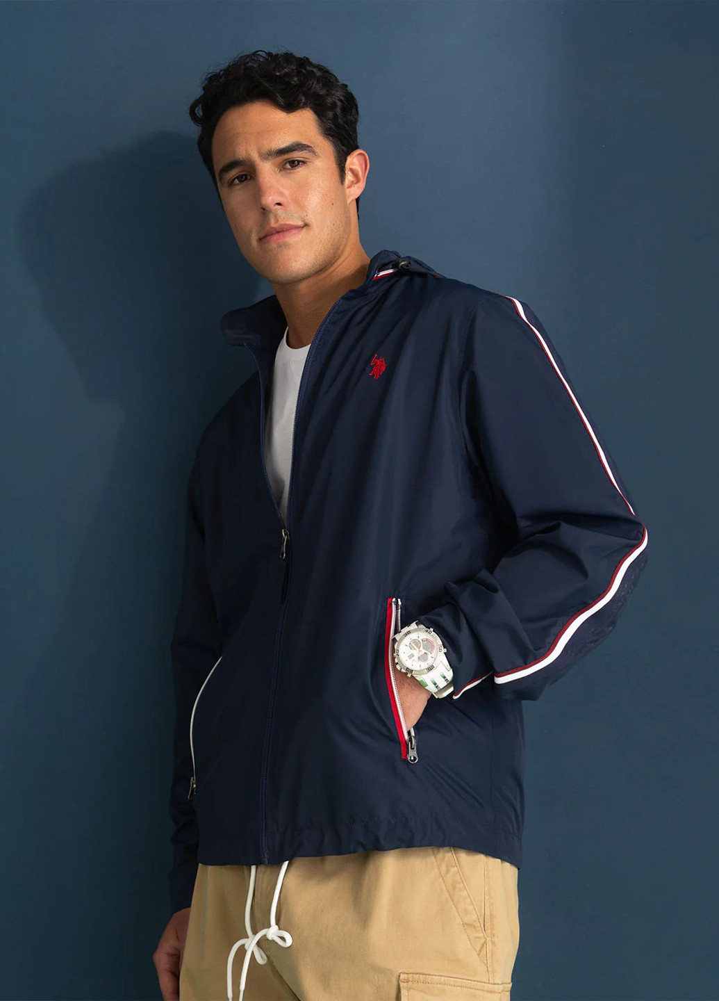 Темно-синя демісезонна вітровка U.S. Polo Assn.