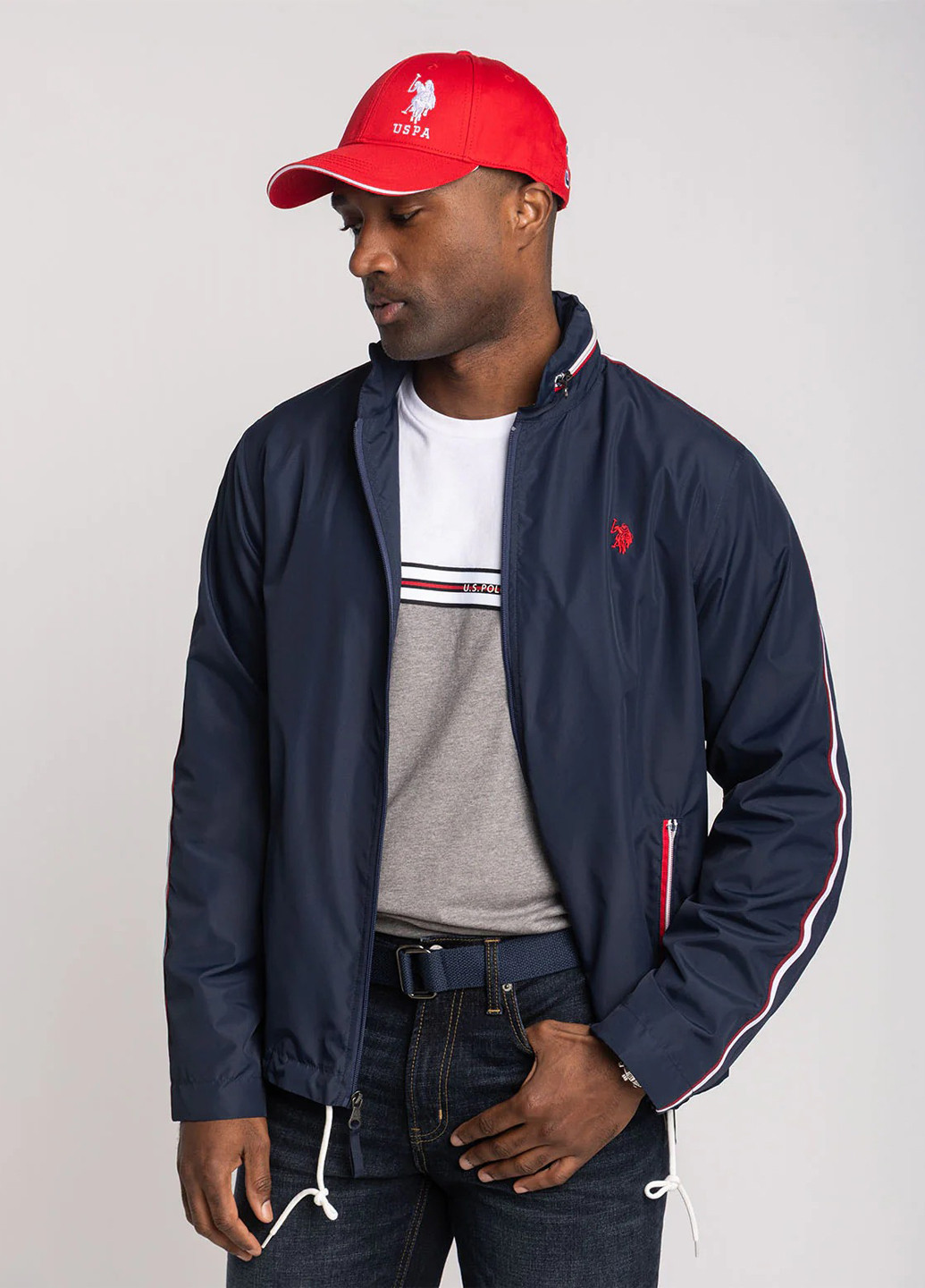 Темно-синя демісезонна вітровка U.S. Polo Assn.
