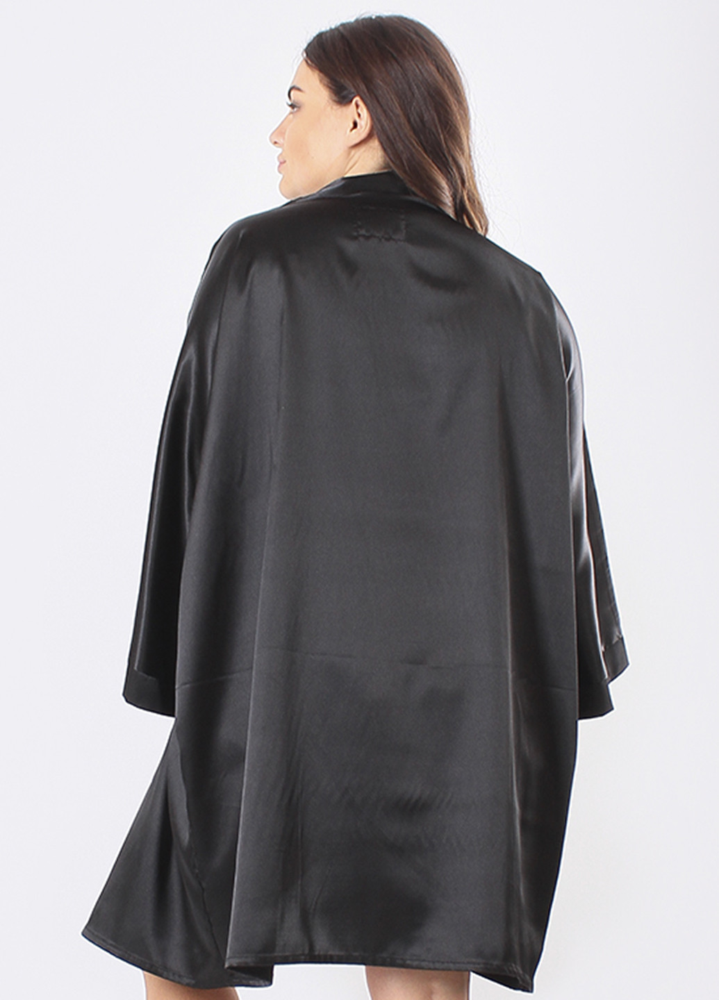 Чорний демісезонний комплект (халат, майка, шорти) Ghazel
