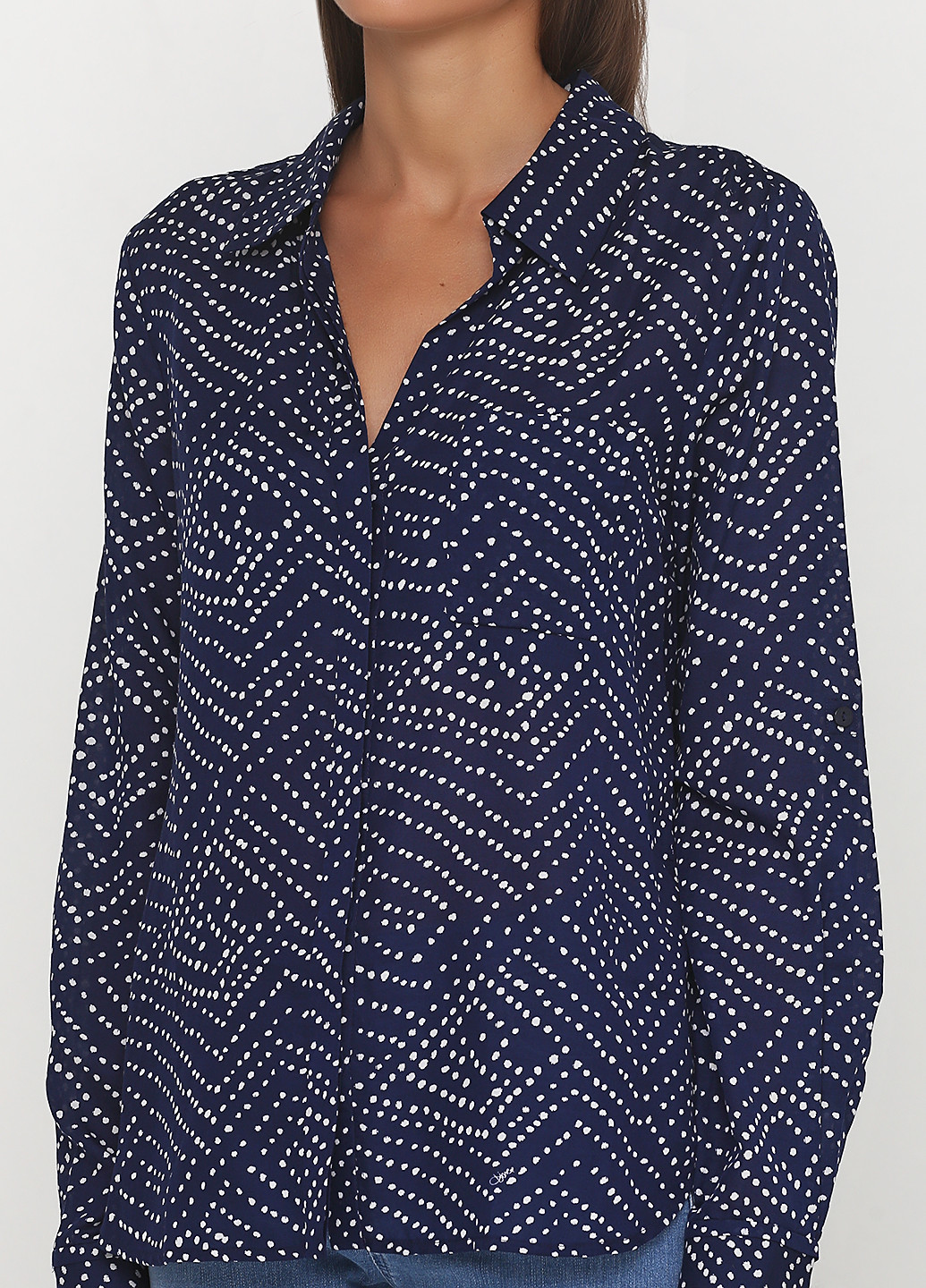 Синяя кэжуал рубашка в горошек Diane von Furstenberg