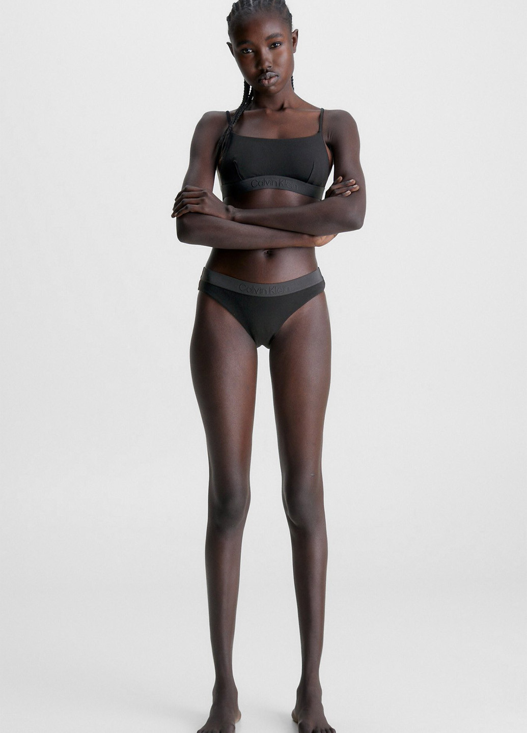 Черные купальные трусики с логотипом Calvin Klein