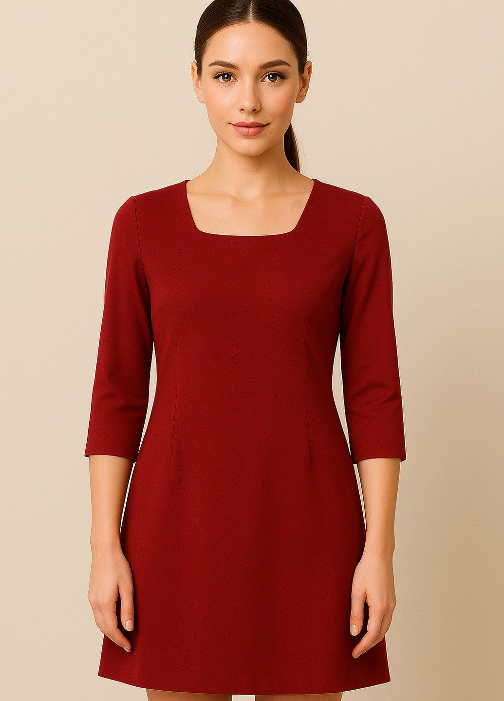 Бордова кежуал сукня а-силует Sassofono однотонна