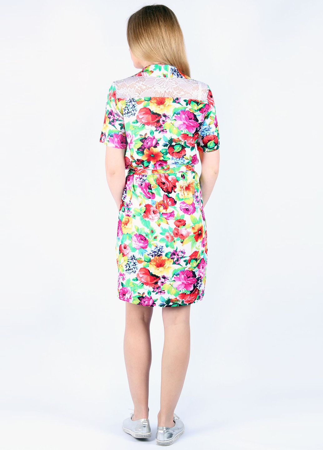 Комбинированное кэжуал платье рубашка Majaly с цветочным принтом