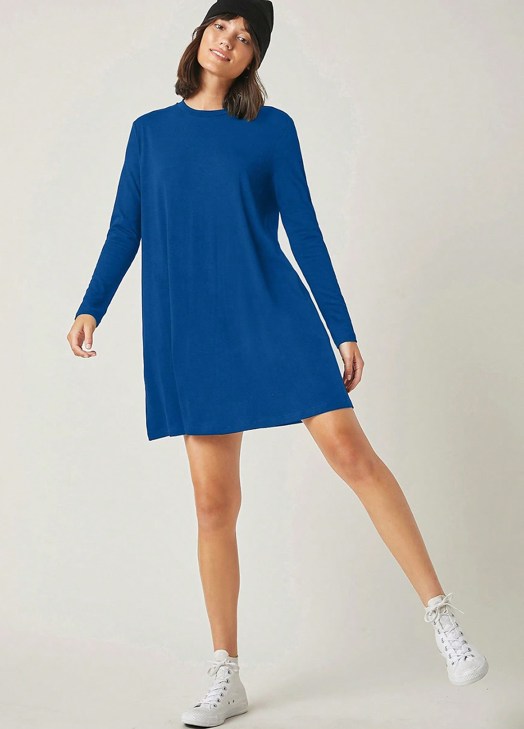 Синя кежуал сукня а-силует, оверсайз SHEIN однотонна