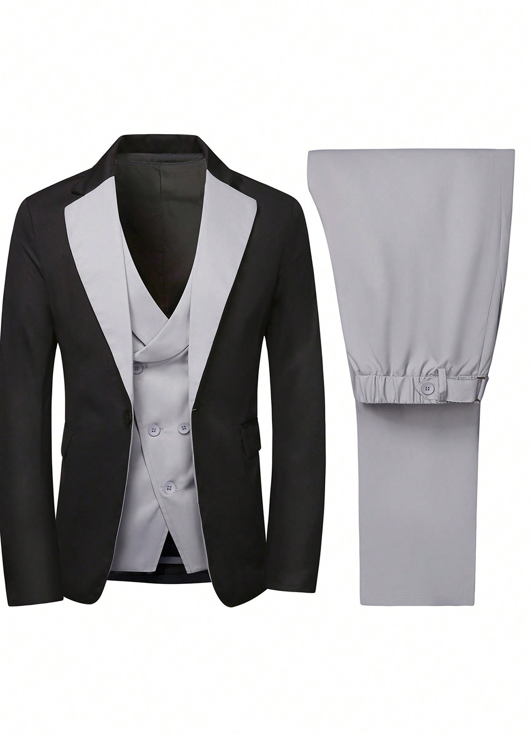 Комбінований демісезонний костюм (піджак, жилет, штани) брючний, трійка SHEIN