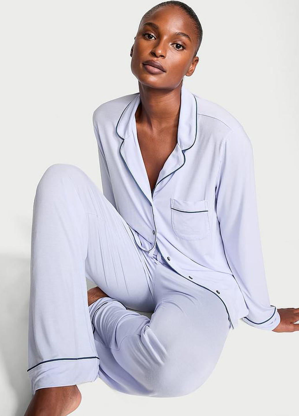 Світло-блакитна всесезон піжама (сорочка, штани) сорочка + брюки Victoria's Secret