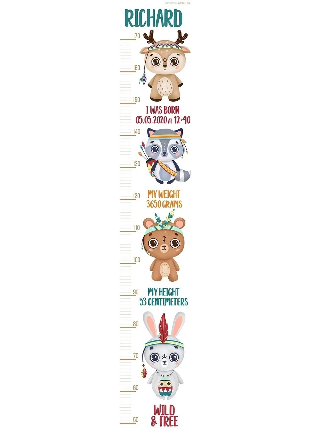 Ростомір іменний Cute BOHO 1063 HeyBaby (254326228)