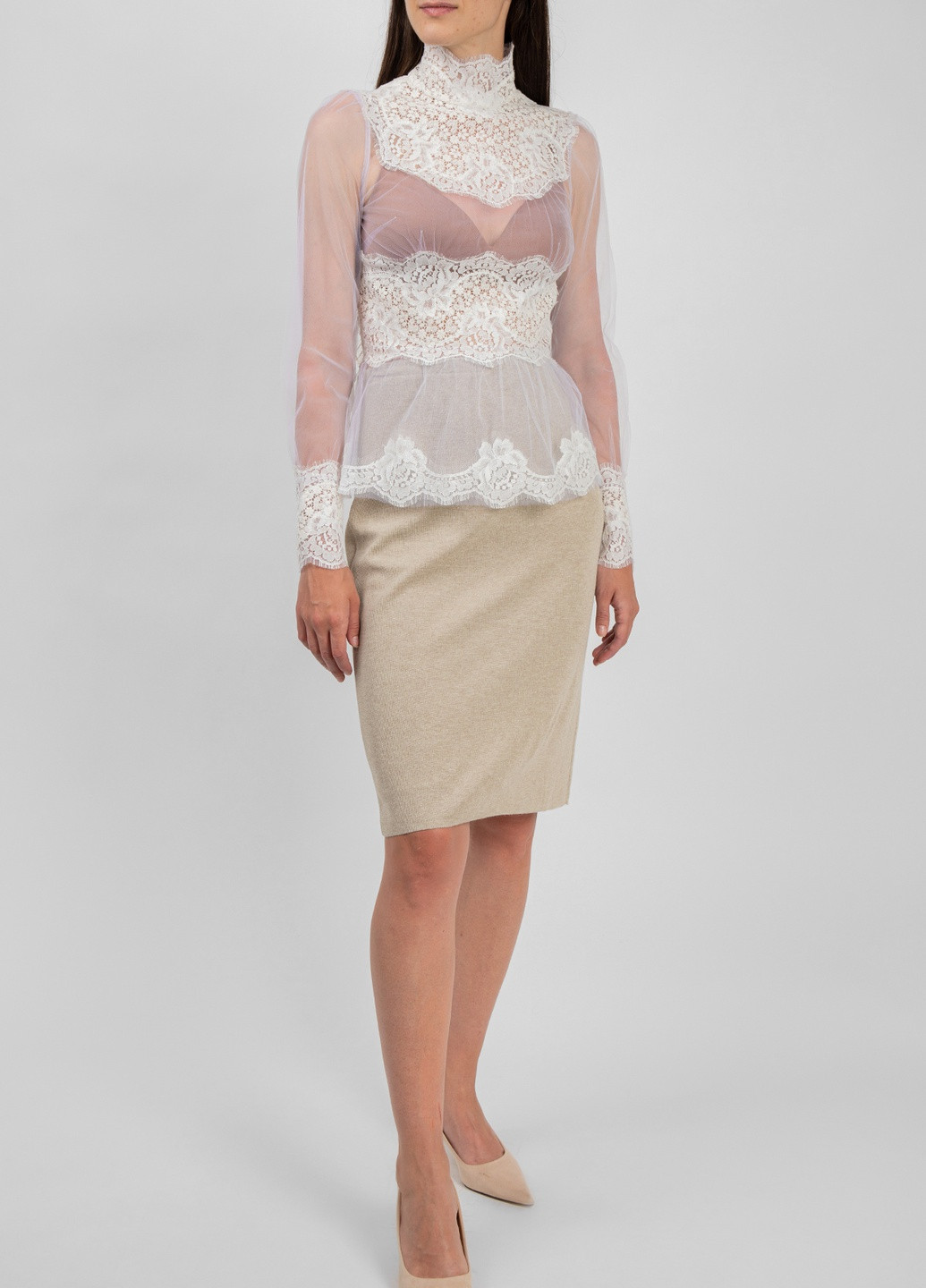 Белая летняя белая блуза с ажурными вставками Dolce & Gabbana