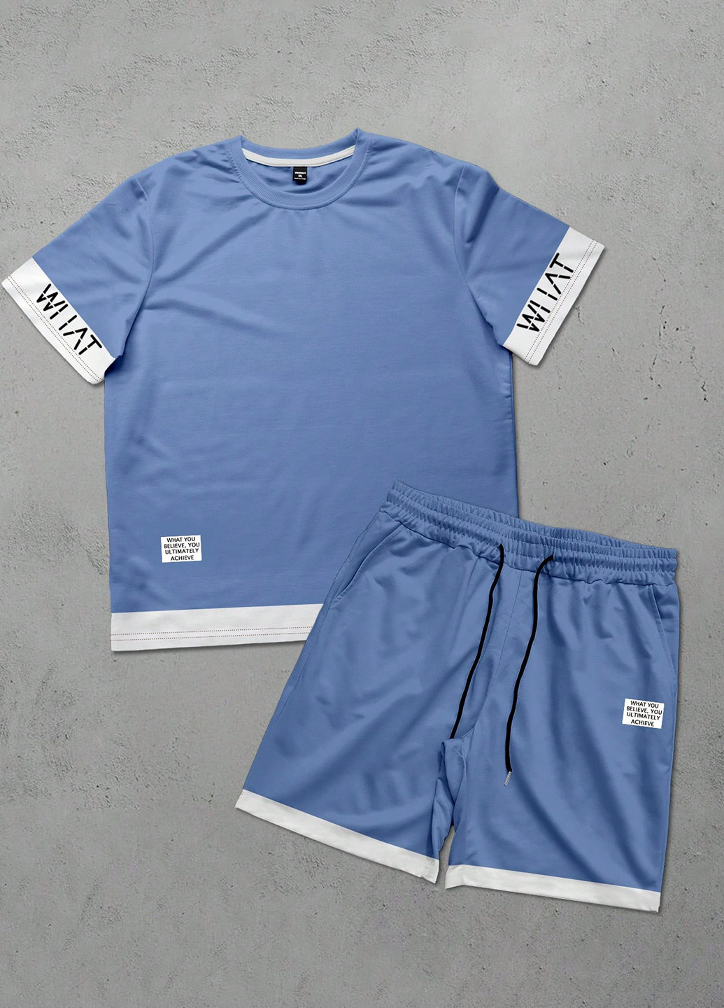 Світло-синій літній костюм (футболка, шорти) з шортами SHEIN